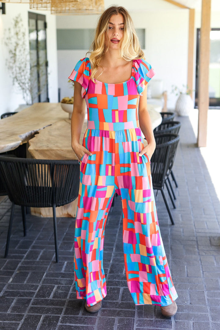 Scarlet & Aqua Geometric Print Wide Leg Jumpsuit-Haptics-[option4]-[option5]-[option6]-[option7]-[option8]-Shop-Boutique-Clothing-for-Women-Online