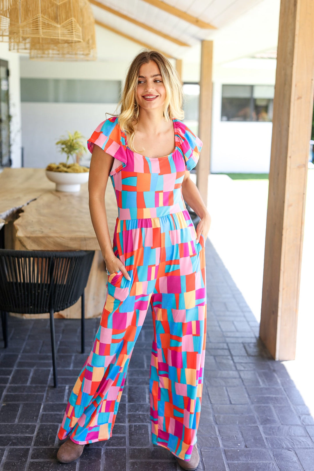 Scarlet & Aqua Geometric Print Wide Leg Jumpsuit-Haptics-[option4]-[option5]-[option6]-[option7]-[option8]-Shop-Boutique-Clothing-for-Women-Online