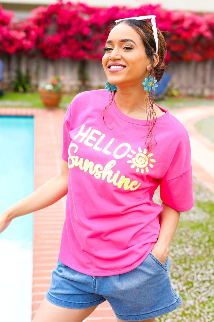 Feeling Joyful "Hello Sunshine" Embroidered French Terry Top-Haptics-[option4]-[option5]-[option6]-[option7]-[option8]-Shop-Boutique-Clothing-for-Women-Online