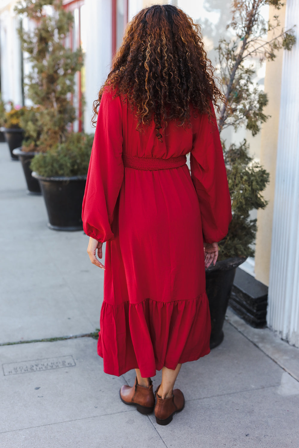 Beautiful You Holiday Red Overlap Ruffle V Neck Midi Dress-Haptics-[option4]-[option5]-[option6]-[option7]-[option8]-Shop-Boutique-Clothing-for-Women-Online