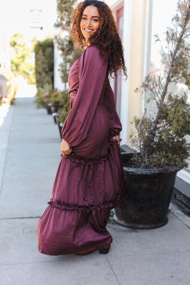 Holiday Vibes Wine Satin Front Overlap Smocked Back Maxi Dress-Haptics-[option4]-[option5]-[option6]-[option7]-[option8]-Shop-Boutique-Clothing-for-Women-Online