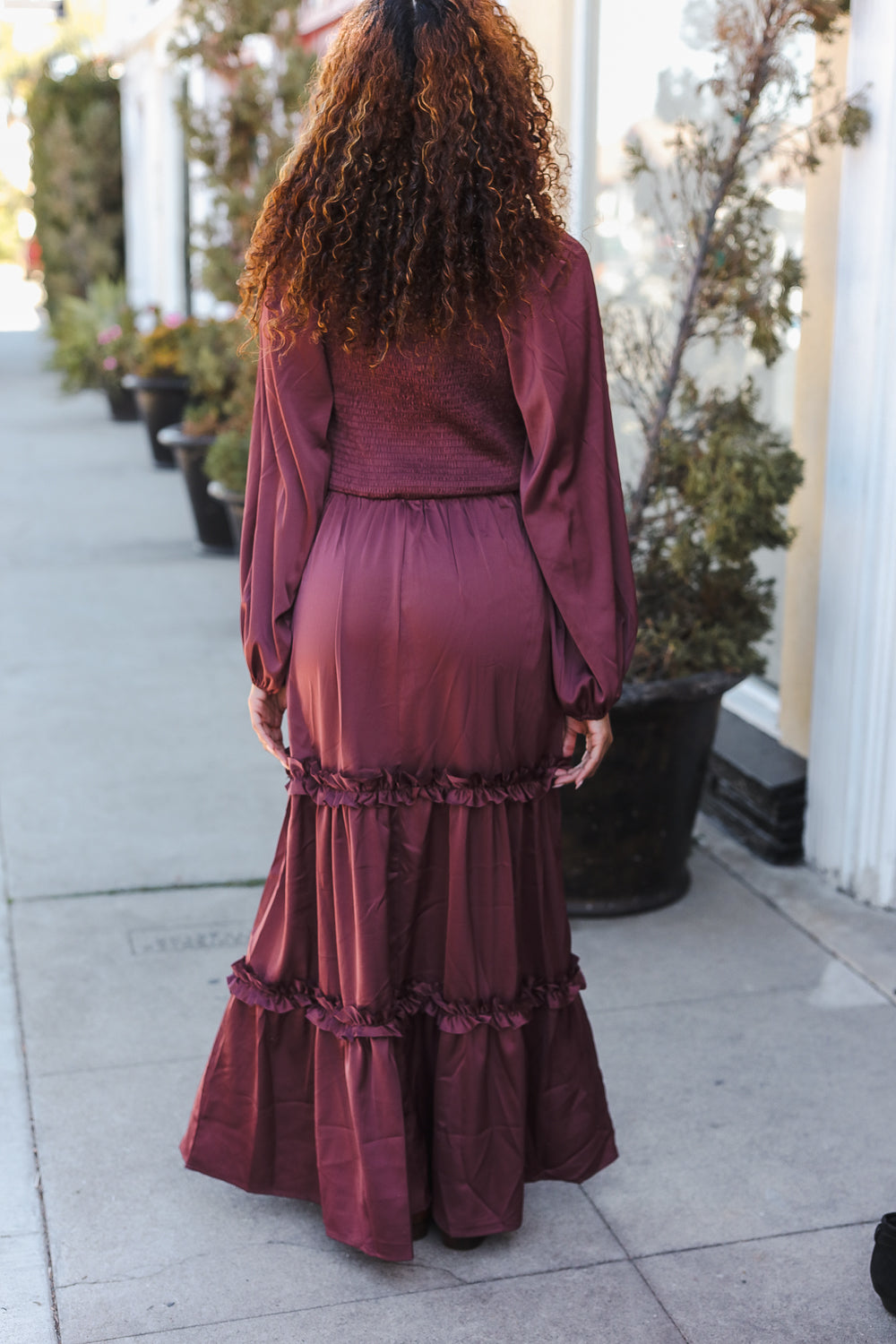 Holiday Vibes Wine Satin Front Overlap Smocked Back Maxi Dress-Haptics-[option4]-[option5]-[option6]-[option7]-[option8]-Shop-Boutique-Clothing-for-Women-Online