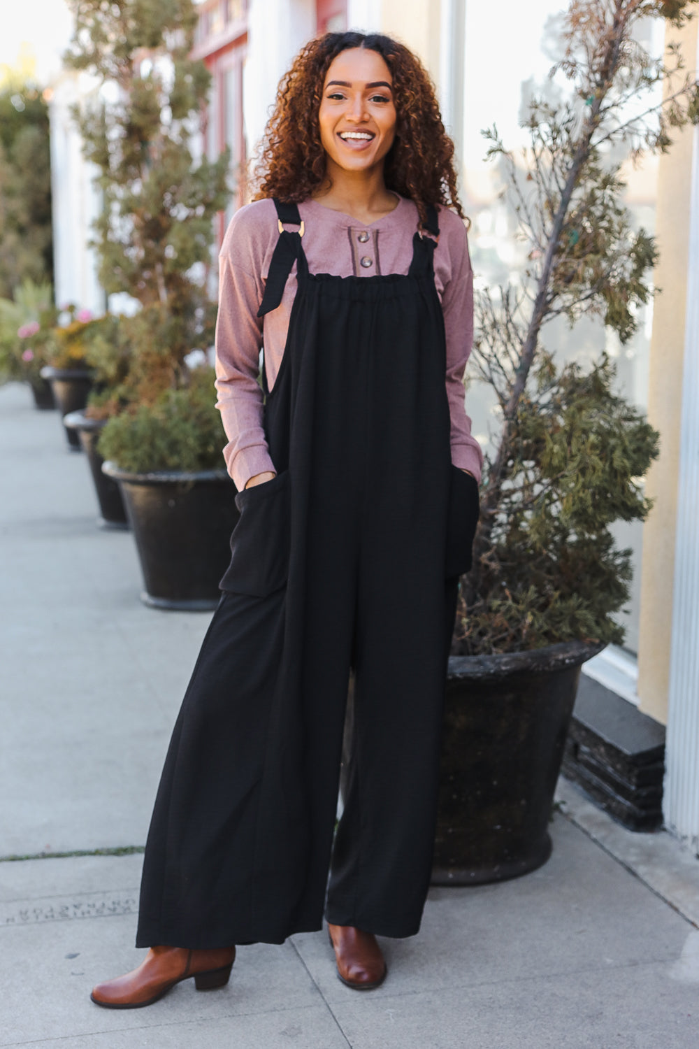 Feeing Joyful Black Wide Leg Adjustable Baggy Bib Jumpsuit-Haptics-[option4]-[option5]-[option6]-[option7]-[option8]-Shop-Boutique-Clothing-for-Women-Online