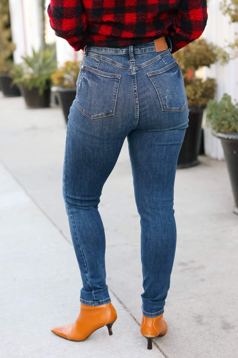 Judy Blue Going Up Dark Denim High Waist Distressed Skinny Jeans-Bloom 2023 Winter Sale-[option4]-[option5]-[option6]-[option7]-[option8]-Shop-Boutique-Clothing-for-Women-Online