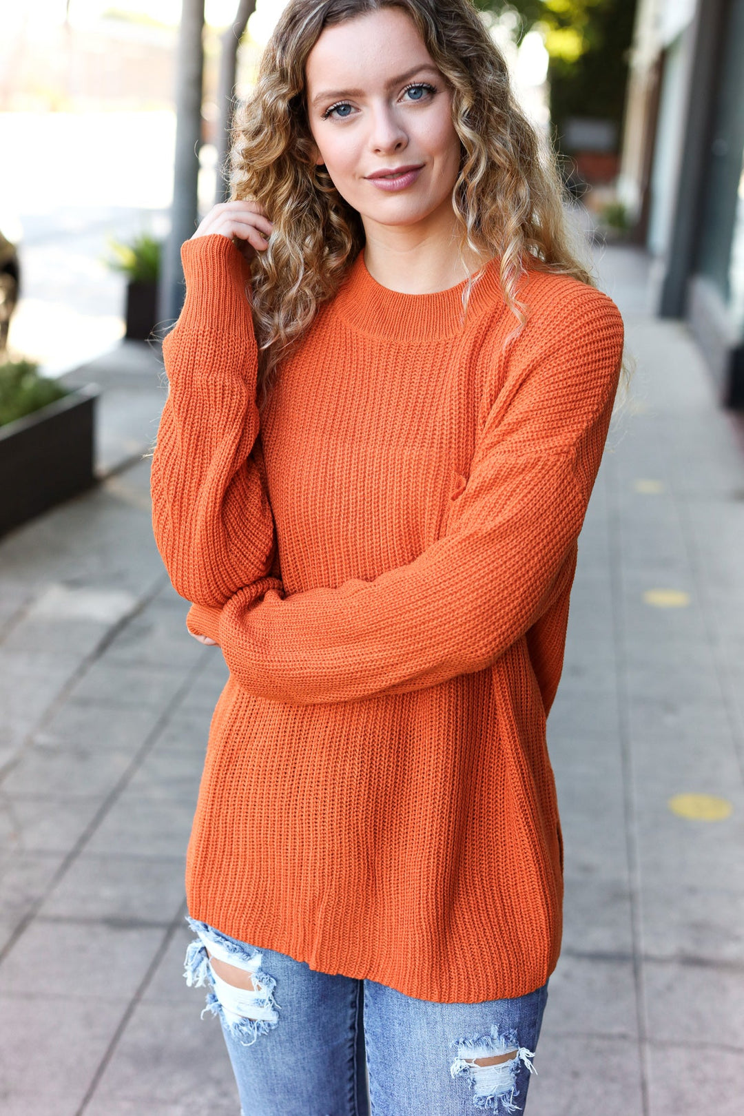 Pumpkin Spice Mock Neck Chest Pocket Knit Sweater-Haptics-[option4]-[option5]-[option6]-[option7]-[option8]-Shop-Boutique-Clothing-for-Women-Online