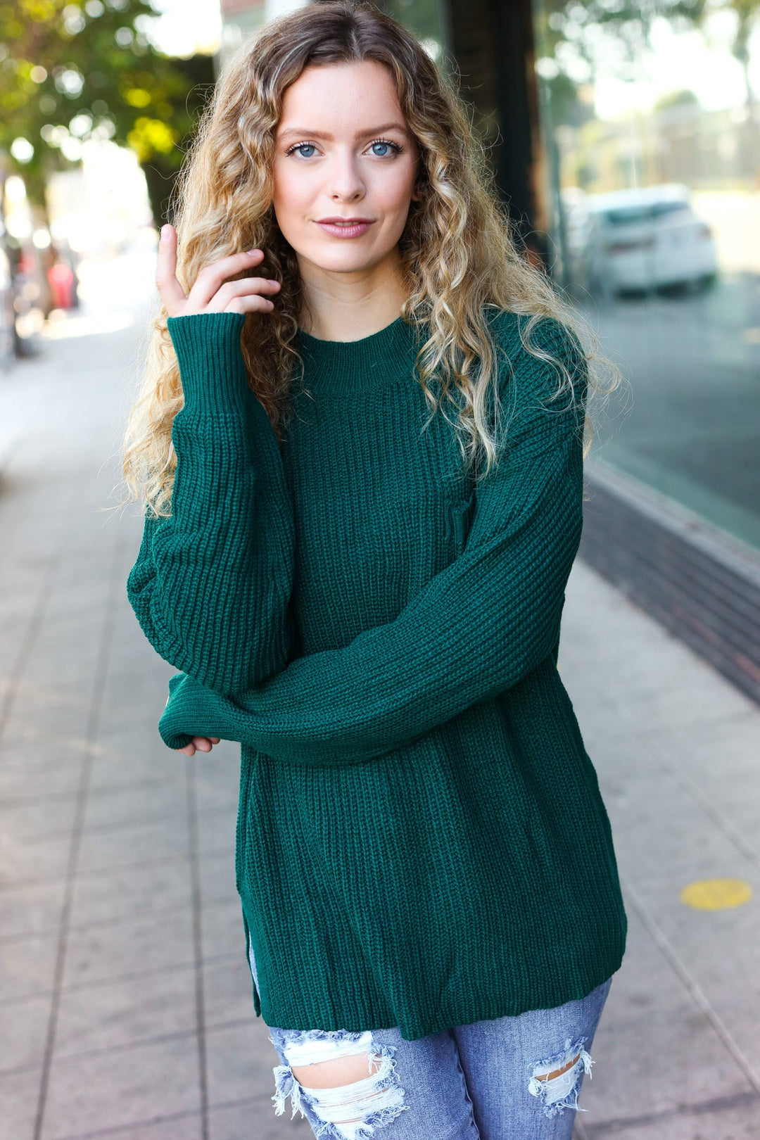 Classy Chic Hunter Green Mock Neck Chest Pocket Knit Sweater-Haptics-[option4]-[option5]-[option6]-[option7]-[option8]-Shop-Boutique-Clothing-for-Women-Online