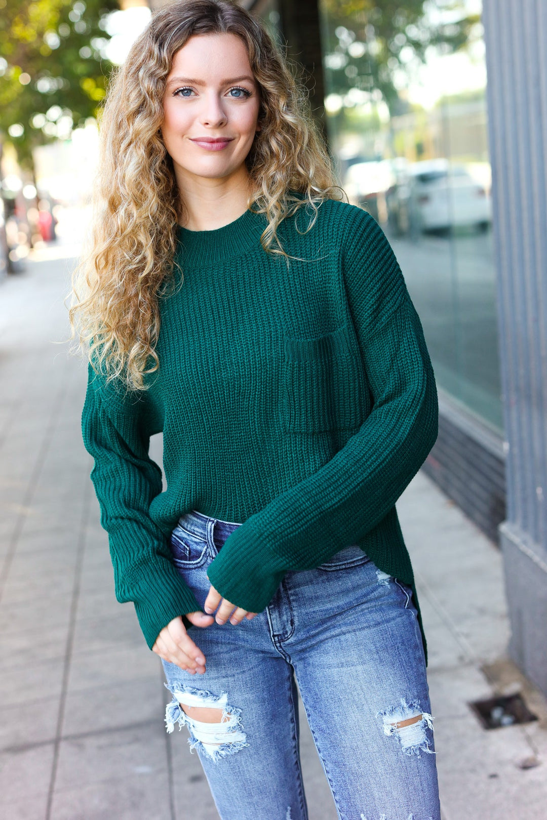 Classy Chic Hunter Green Mock Neck Chest Pocket Knit Sweater-Haptics-[option4]-[option5]-[option6]-[option7]-[option8]-Shop-Boutique-Clothing-for-Women-Online