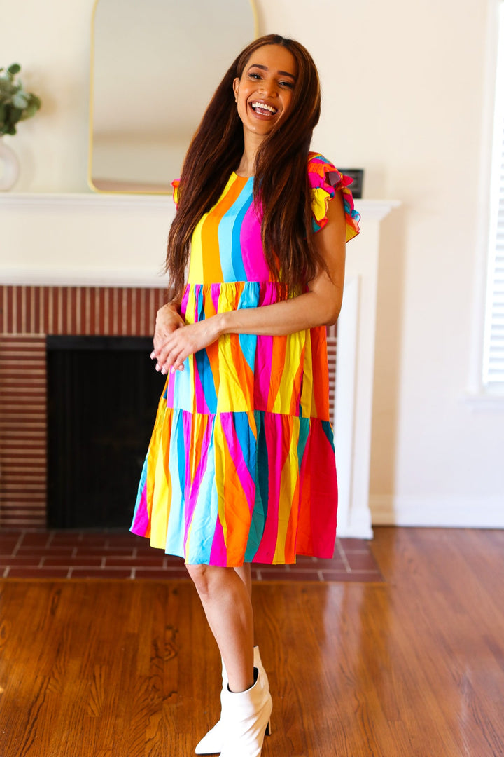 Eyes On You Multicolor Abstract Print Smocked Ruffle Sleeve Dress-Haptics-[option4]-[option5]-[option6]-[option7]-[option8]-Shop-Boutique-Clothing-for-Women-Online