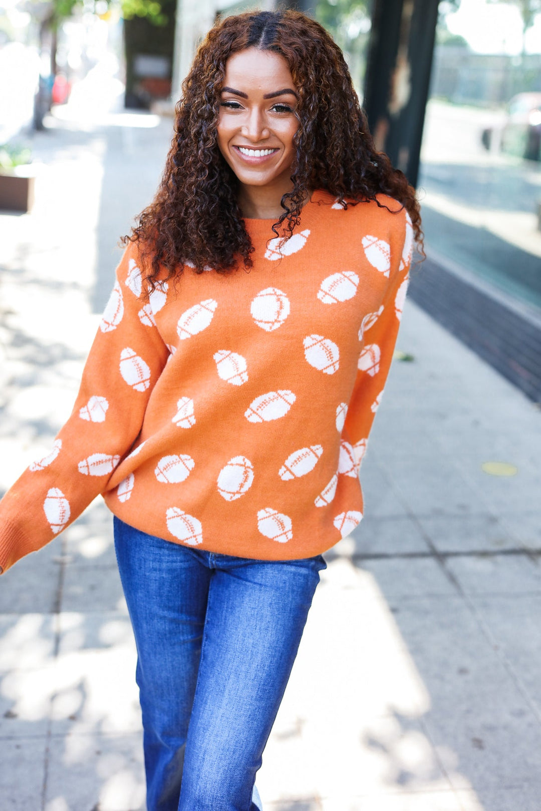 Game Day Orange Football Print Jacquard Knit Sweater-Haptics-[option4]-[option5]-[option6]-[option7]-[option8]-Shop-Boutique-Clothing-for-Women-Online