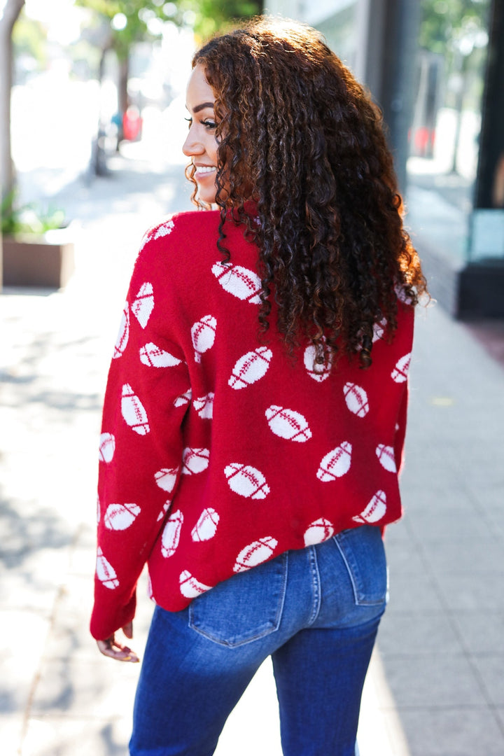 Game Day Red Football Print Jacquard Knit Sweater-Haptics-[option4]-[option5]-[option6]-[option7]-[option8]-Shop-Boutique-Clothing-for-Women-Online