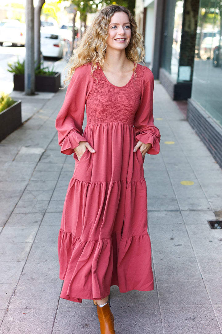 Beautiful You Lock Eyes Marsala Smocked Ruffle Sleeve Maxi Dress-Haptics-[option4]-[option5]-[option6]-[option7]-[option8]-Shop-Boutique-Clothing-for-Women-Online