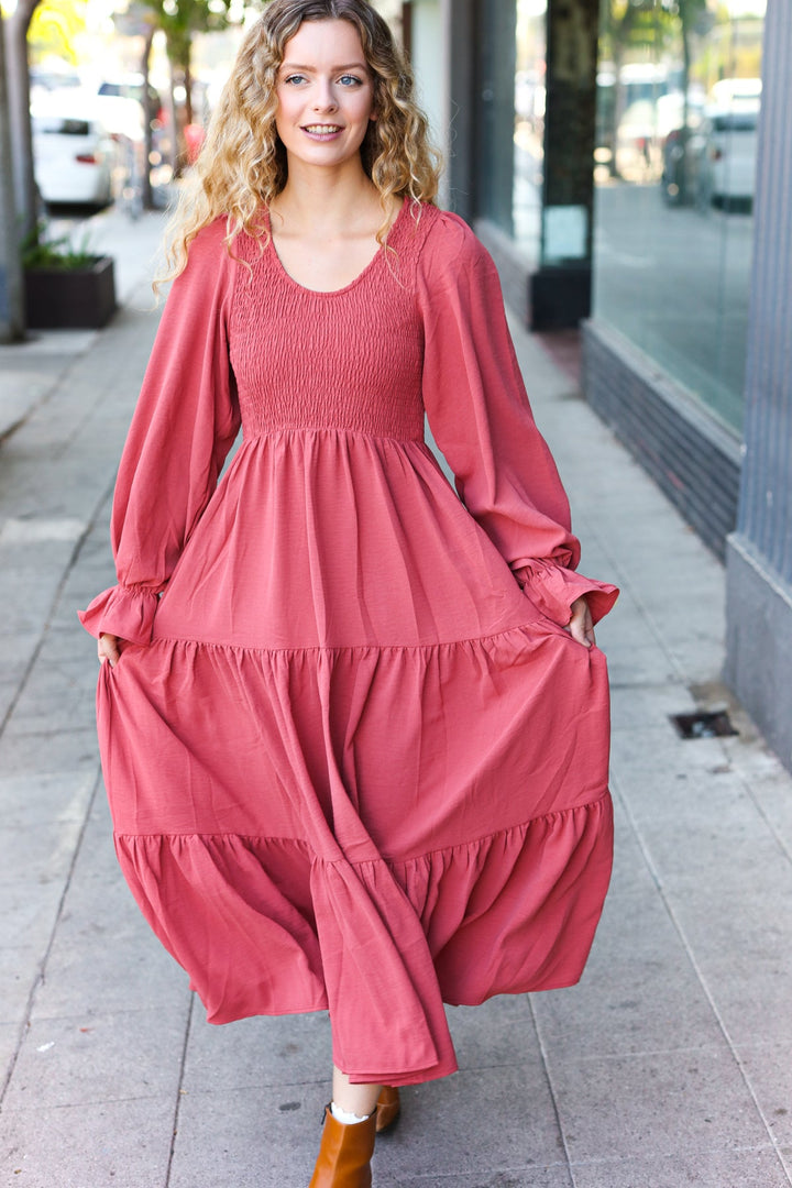 Beautiful You Lock Eyes Marsala Smocked Ruffle Sleeve Maxi Dress-Haptics-[option4]-[option5]-[option6]-[option7]-[option8]-Shop-Boutique-Clothing-for-Women-Online