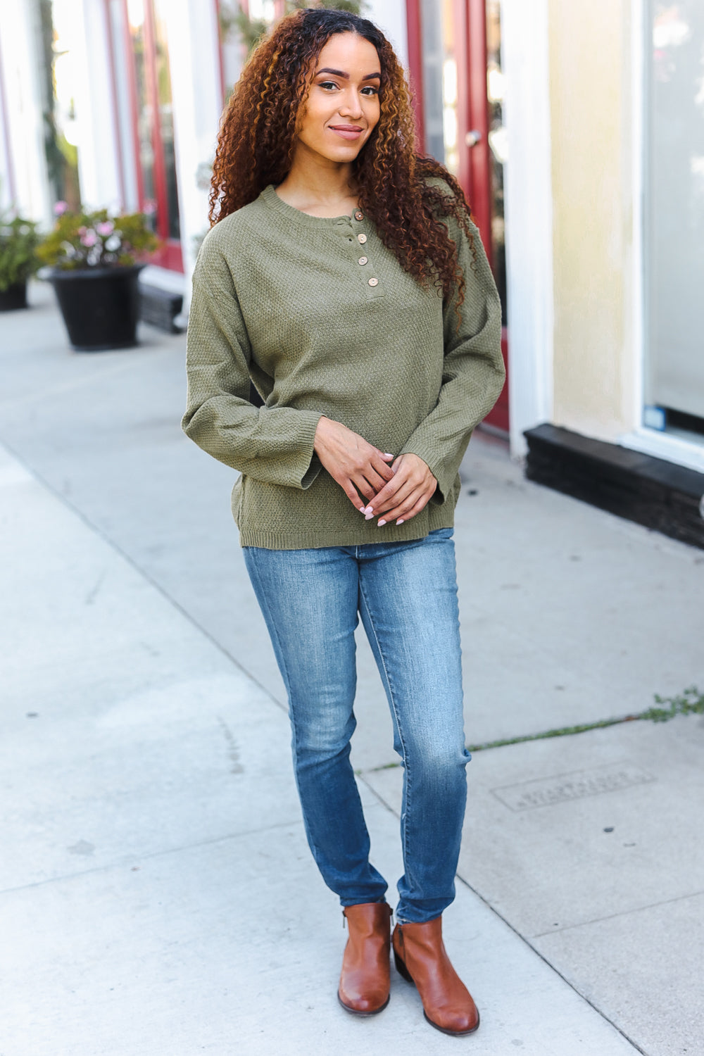 Beautiful You Moss Green Button Down Ribbed Sweater-Bibi-[option4]-[option5]-[option6]-[option7]-[option8]-Shop-Boutique-Clothing-for-Women-Online