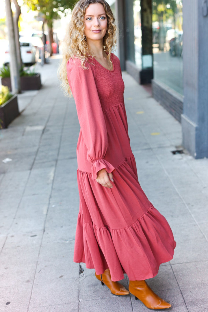 Beautiful You Lock Eyes Marsala Smocked Ruffle Sleeve Maxi Dress-Haptics-[option4]-[option5]-[option6]-[option7]-[option8]-Shop-Boutique-Clothing-for-Women-Online