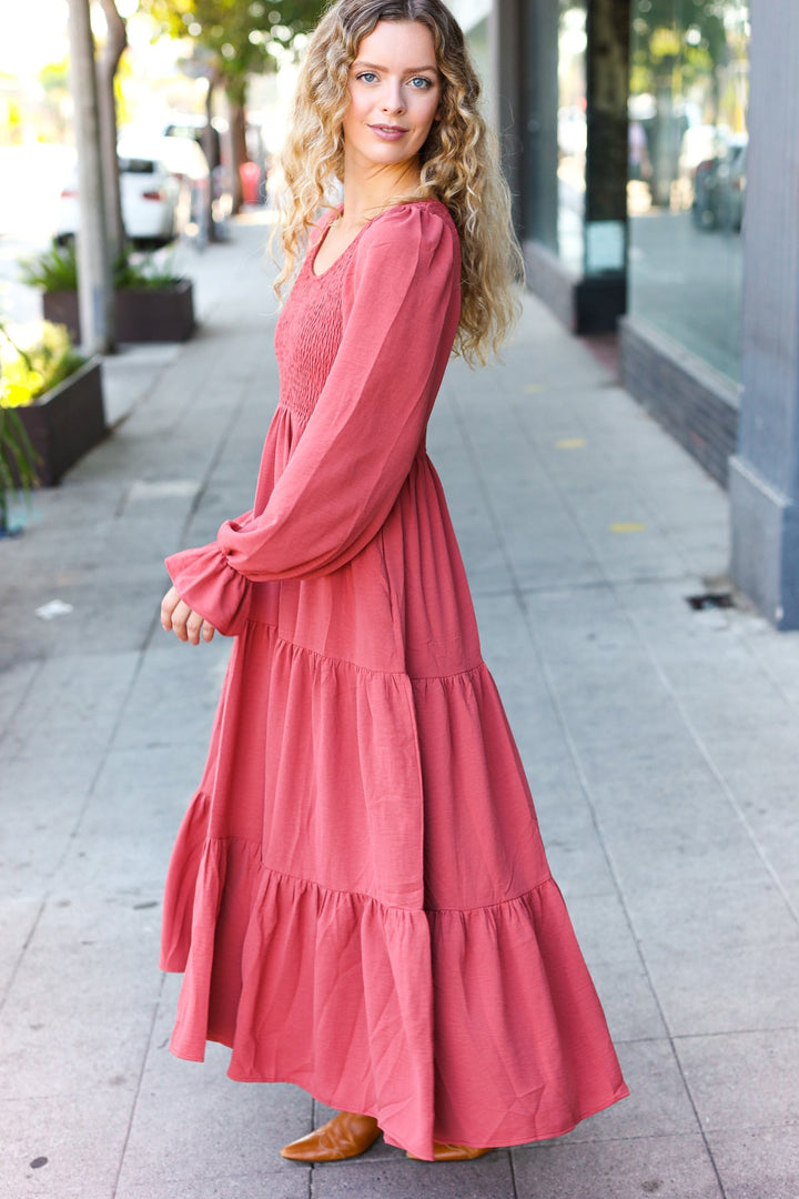 Beautiful You Lock Eyes Marsala Smocked Ruffle Sleeve Maxi Dress-Haptics-[option4]-[option5]-[option6]-[option7]-[option8]-Shop-Boutique-Clothing-for-Women-Online