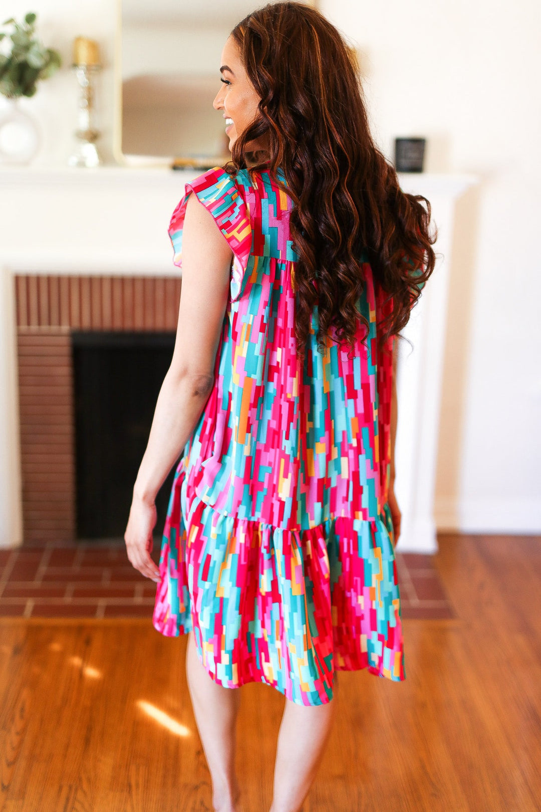 Feeling Bold Multicolor Abstract Print Tiered Ruffle Sleeve Dress-Haptics-[option4]-[option5]-[option6]-[option7]-[option8]-Shop-Boutique-Clothing-for-Women-Online