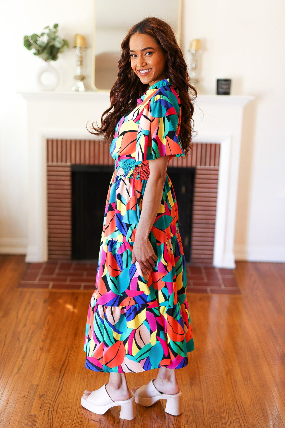 Be Bold Multicolor Abstract Tropical Print Smocked Waist Maxi Dress-Haptics-Small-[option4]-[option5]-[option6]-[option7]-[option8]-Shop-Boutique-Clothing-for-Women-Online