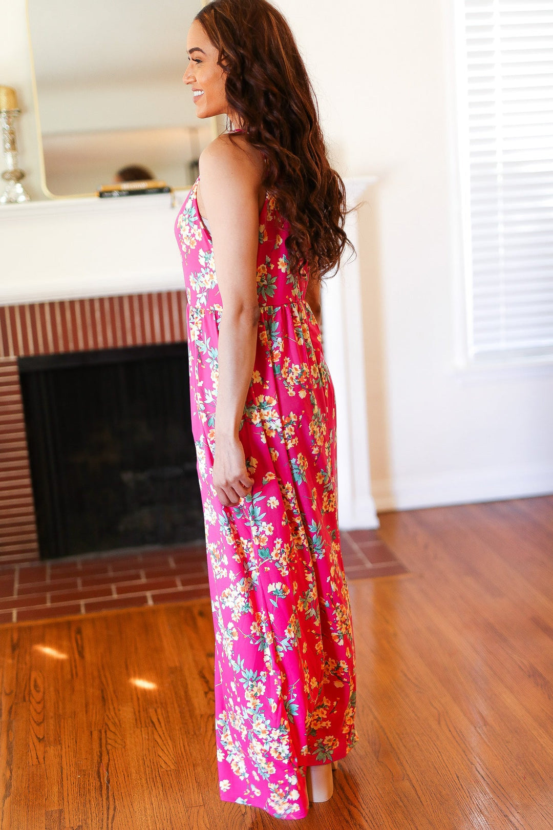 Pink Floral Print Fit and Flare Sleeveless Maxi Dress-Haptics-[option4]-[option5]-[option6]-[option7]-[option8]-Shop-Boutique-Clothing-for-Women-Online