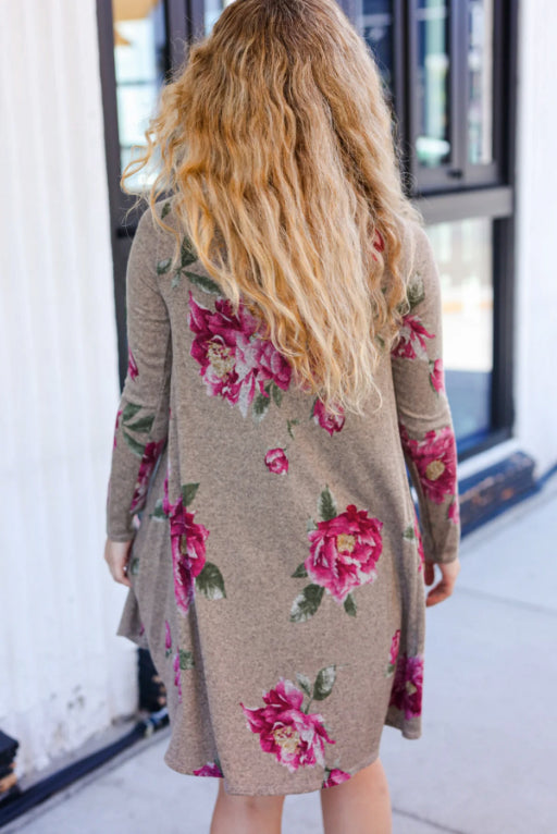 True Love Taupe & French Rose Floral Print Long Sleeve Dress-Beeson River-[option4]-[option5]-[option6]-[option7]-[option8]-Shop-Boutique-Clothing-for-Women-Online