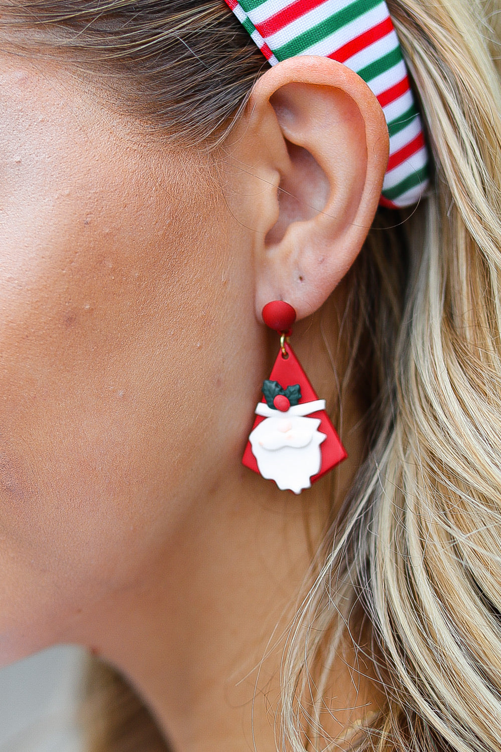 Red Santa Triangle Clay Dangle Earrings-Gilded Lilly-One Size Fits All-[option4]-[option5]-[option6]-[option7]-[option8]-Shop-Boutique-Clothing-for-Women-Online