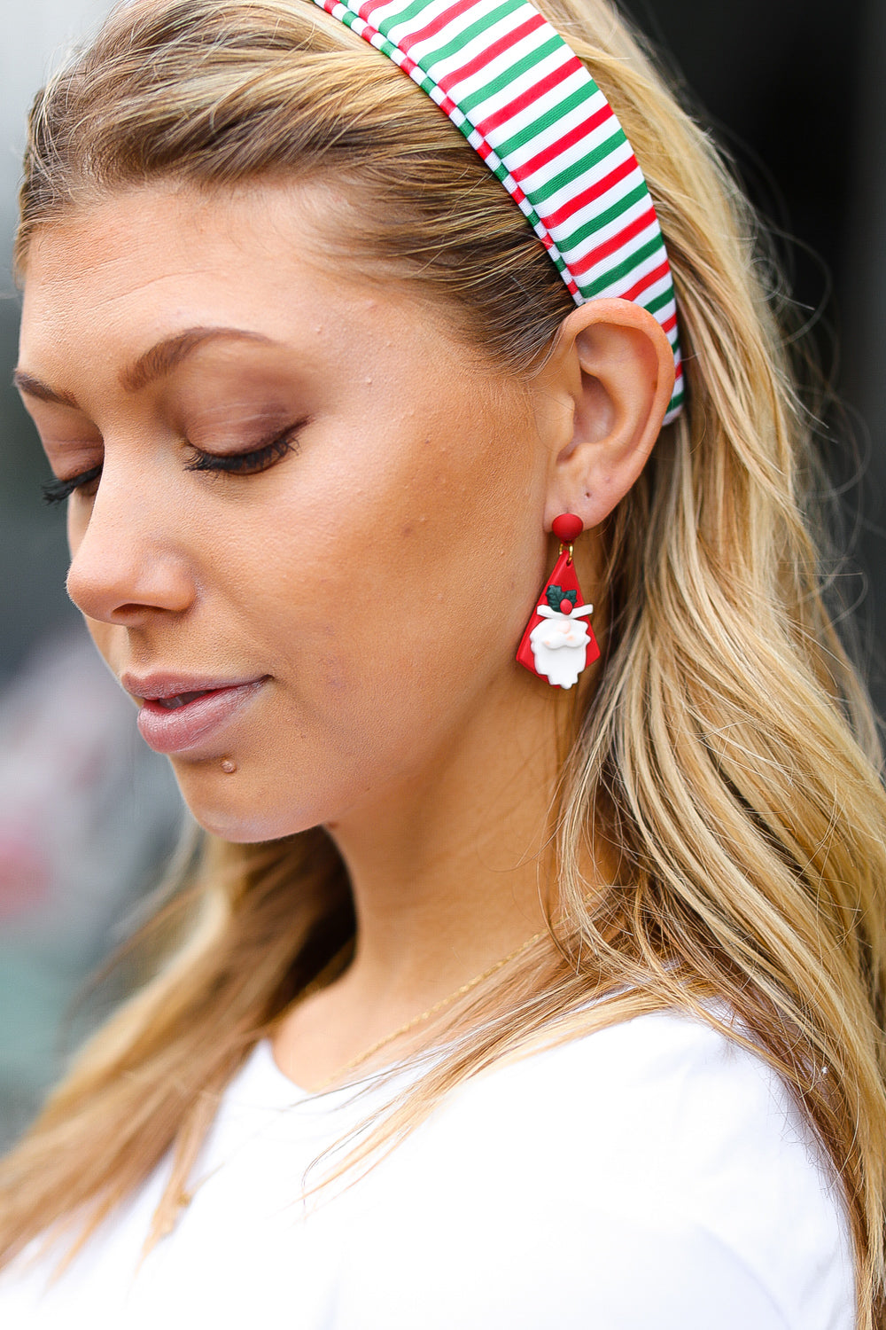 Red Santa Triangle Clay Dangle Earrings-Gilded Lilly-One Size Fits All-[option4]-[option5]-[option6]-[option7]-[option8]-Shop-Boutique-Clothing-for-Women-Online