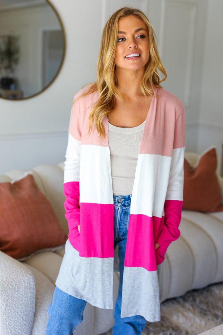 Face The Day Blush Wide Stripe Hacci Colorblock Cardigan-Haptics-Small-[option4]-[option5]-[option6]-[option7]-[option8]-Shop-Boutique-Clothing-for-Women-Online