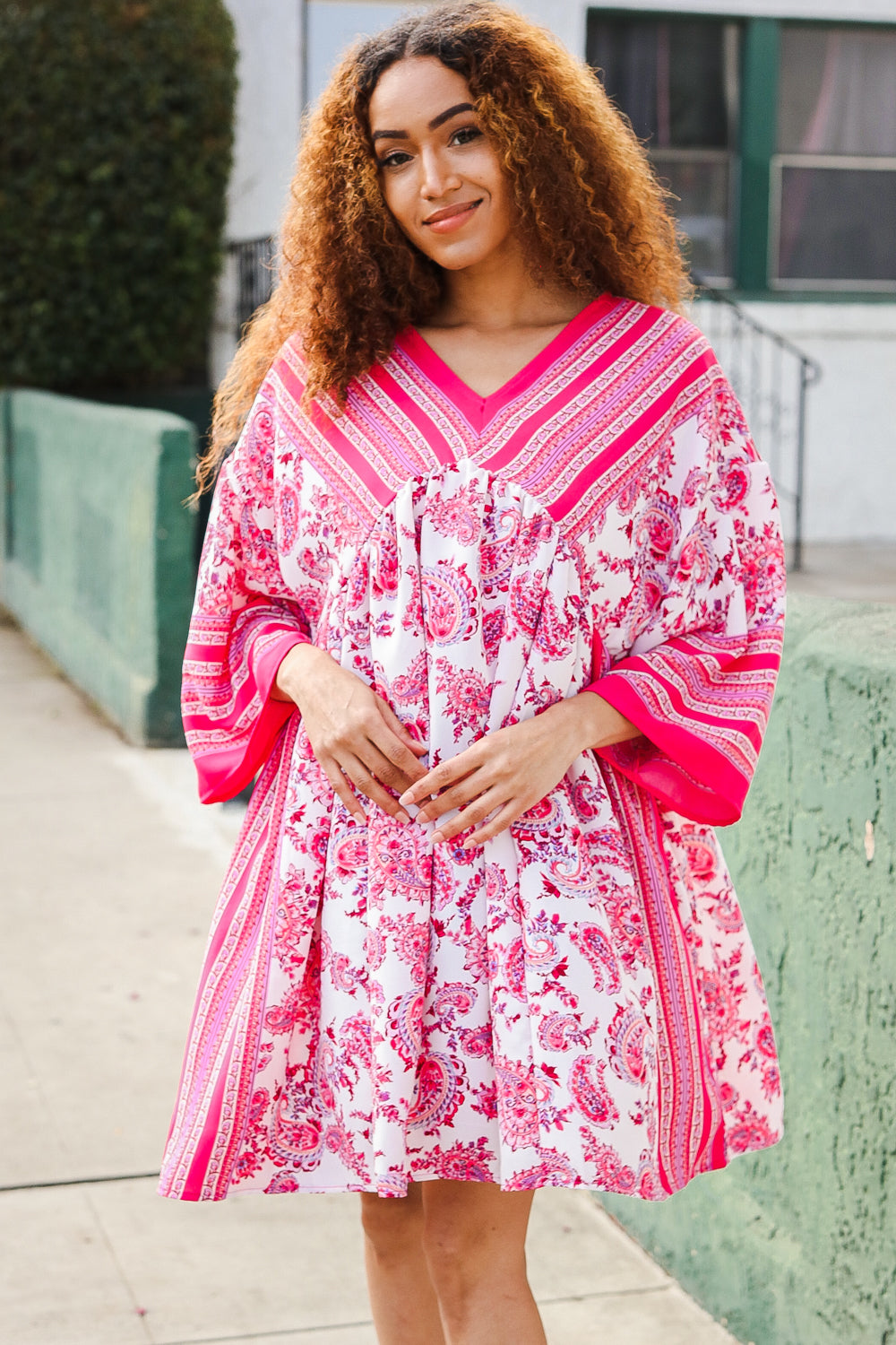 Let's Meet Up Red & Pink Paisley Drop Shoulder Kimono Dress-Haptics-[option4]-[option5]-[option6]-[option7]-[option8]-Shop-Boutique-Clothing-for-Women-Online