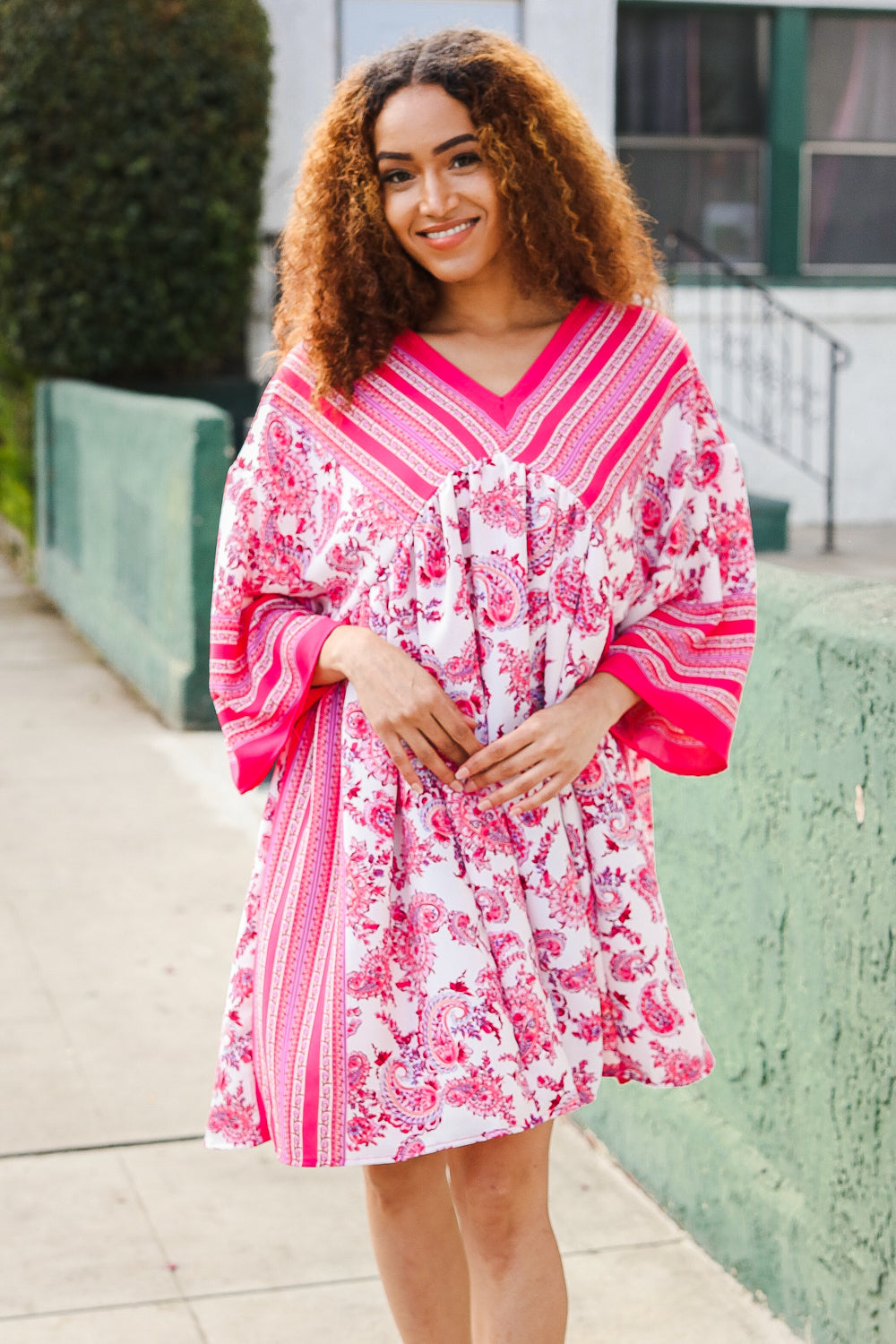 Let's Meet Up Red & Pink Paisley Drop Shoulder Kimono Dress-Haptics-[option4]-[option5]-[option6]-[option7]-[option8]-Shop-Boutique-Clothing-for-Women-Online