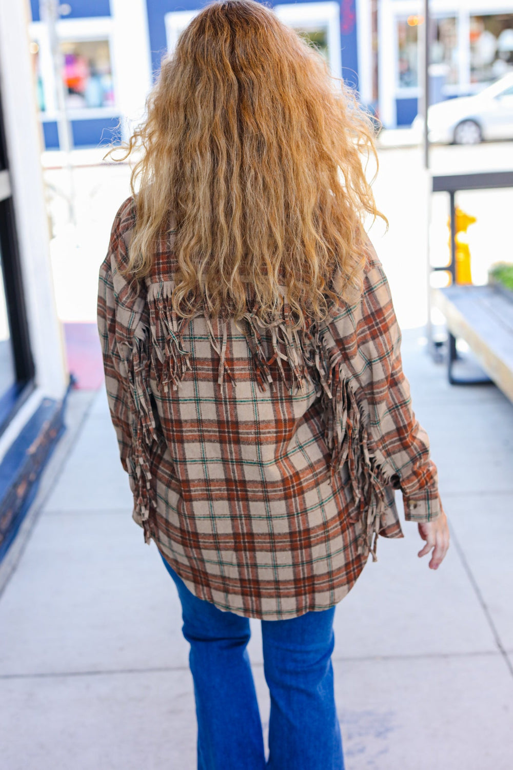 Boldly You Taupe & Rust Flannel Plaid Fringe Jacket-Haptics-[option4]-[option5]-[option6]-[option7]-[option8]-Shop-Boutique-Clothing-for-Women-Online