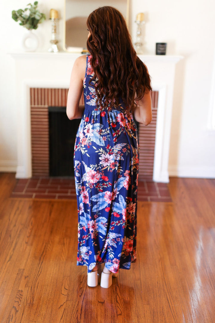 Navy Floral Fit and Flare Sleeveless Maxi Dress-Haptics-[option4]-[option5]-[option6]-[option7]-[option8]-Shop-Boutique-Clothing-for-Women-Online