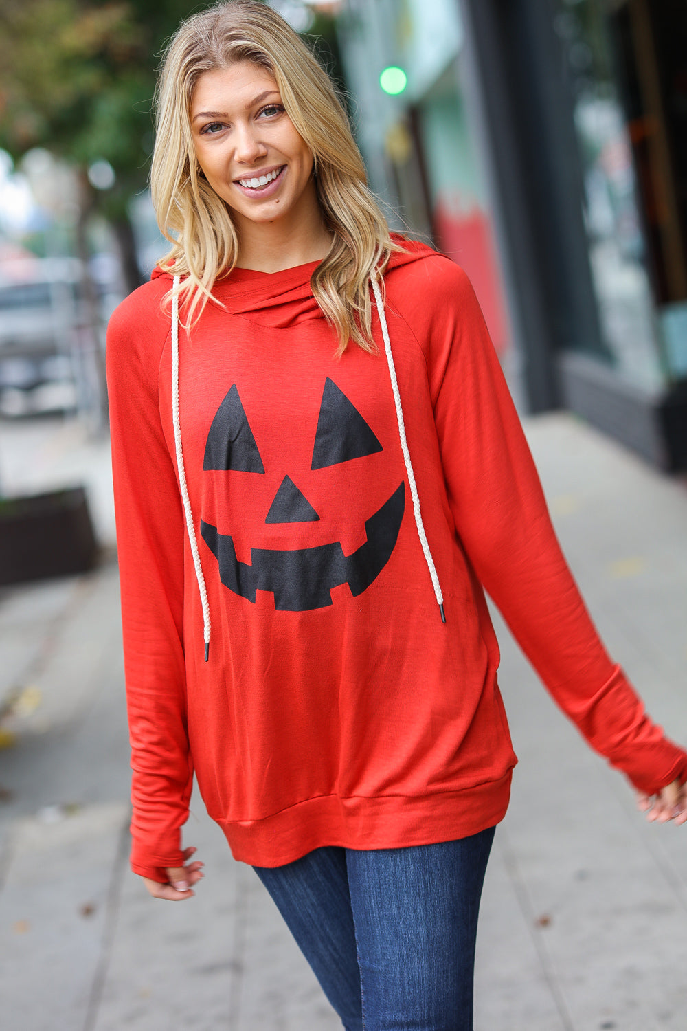 Orange Jack-O-Lantern French Terry Thumb Hole Double Hoodie-Vanilla Bay-[option4]-[option5]-[option6]-[option7]-[option8]-Shop-Boutique-Clothing-for-Women-Online