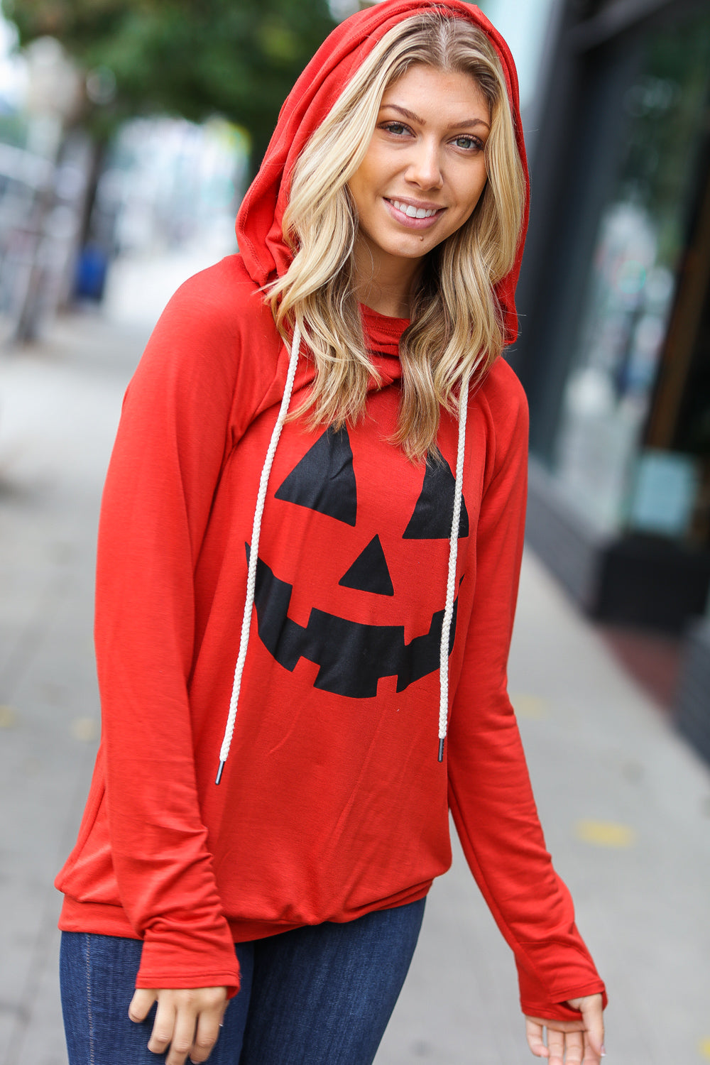Orange Jack-O-Lantern French Terry Thumb Hole Double Hoodie-Vanilla Bay-[option4]-[option5]-[option6]-[option7]-[option8]-Shop-Boutique-Clothing-for-Women-Online