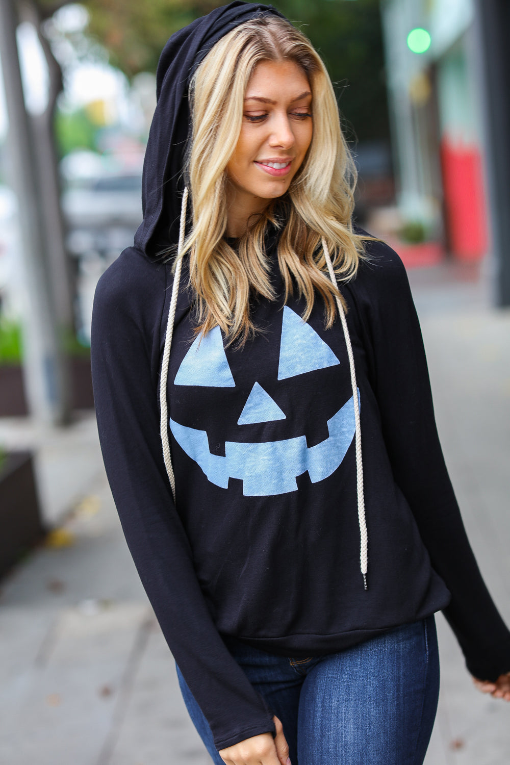 Black Jack-O-Lantern French Terry Thumb Hole Double Hoodie-Vanilla Bay-[option4]-[option5]-[option6]-[option7]-[option8]-Shop-Boutique-Clothing-for-Women-Online