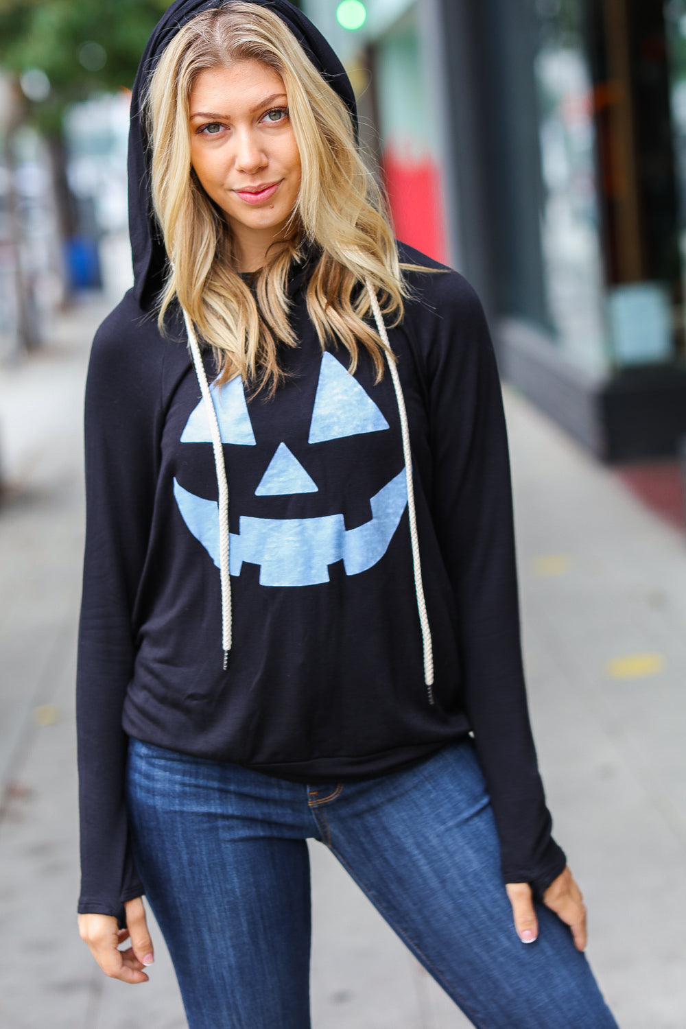 Black Jack-O-Lantern French Terry Thumb Hole Double Hoodie-Vanilla Bay-[option4]-[option5]-[option6]-[option7]-[option8]-Shop-Boutique-Clothing-for-Women-Online