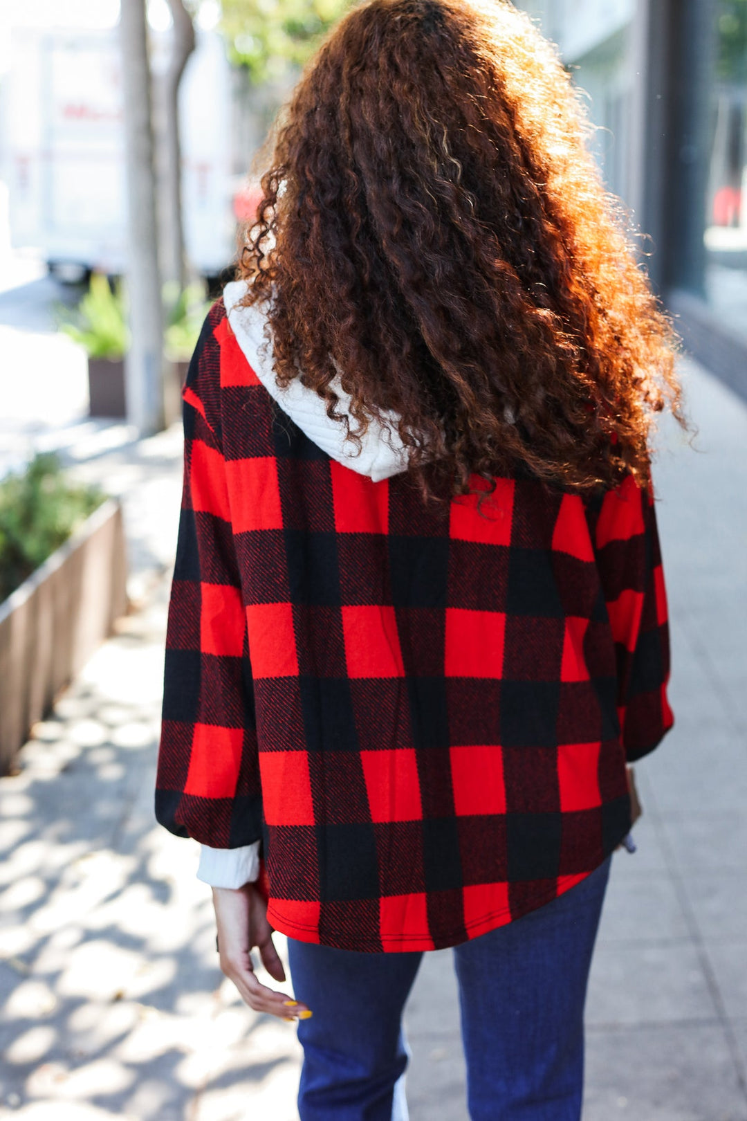 Stepping Out Red Buffalo Plaid Ribbed Hooded Sweater-Beeson River-[option4]-[option5]-[option6]-[option7]-[option8]-Shop-Boutique-Clothing-for-Women-Online