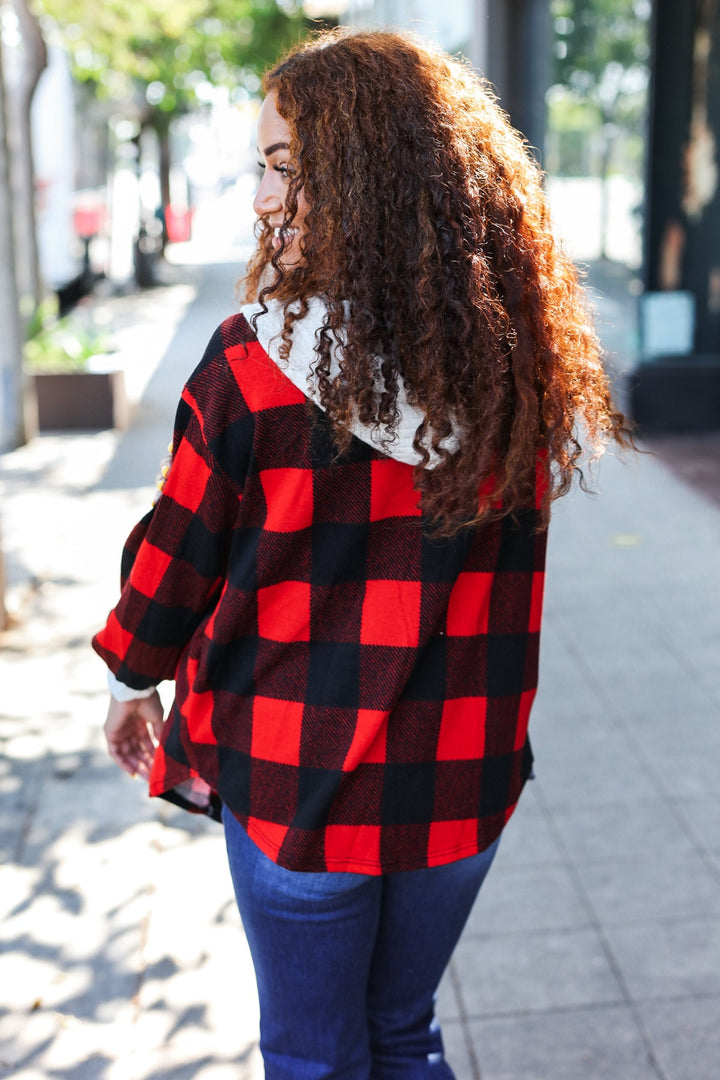 Stepping Out Red Buffalo Plaid Ribbed Hooded Sweater-Beeson River-[option4]-[option5]-[option6]-[option7]-[option8]-Shop-Boutique-Clothing-for-Women-Online