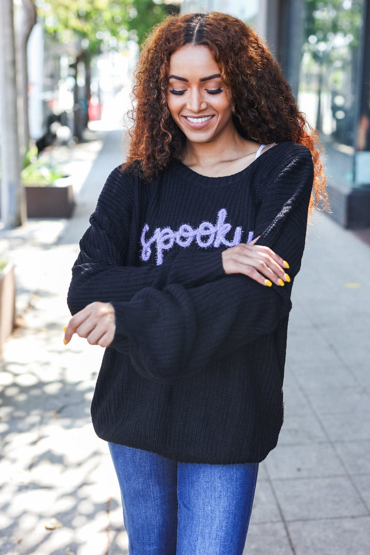 Get Your Spooky On Black Embroidered Chunky Sweater-Haptics-[option4]-[option5]-[option6]-[option7]-[option8]-Shop-Boutique-Clothing-for-Women-Online