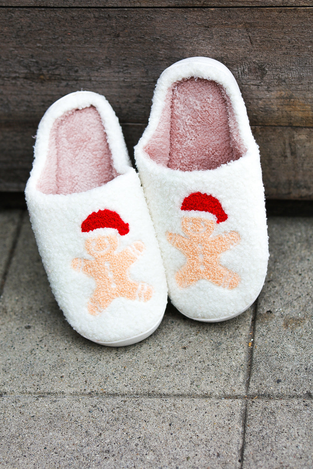 Holiday Gingerbread Print Fleece Slippers-Cezanne-[option4]-[option5]-[option6]-[option7]-[option8]-Shop-Boutique-Clothing-for-Women-Online