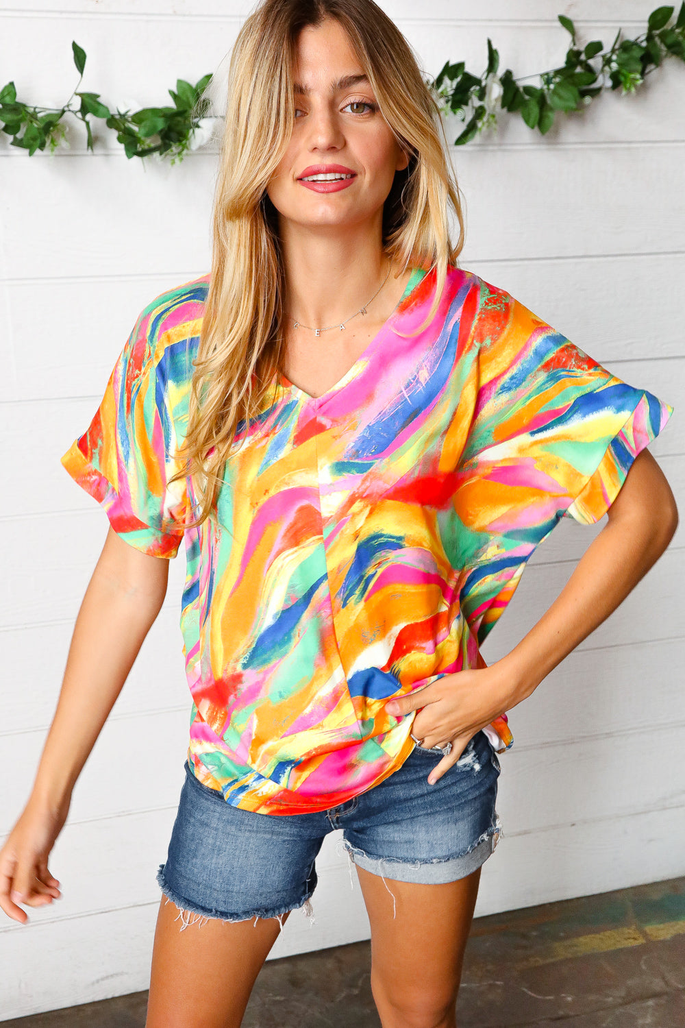 Watercolor Paint Strokes V Neck Top-Haptics-[option4]-[option5]-[option6]-[option7]-[option8]-Shop-Boutique-Clothing-for-Women-Online