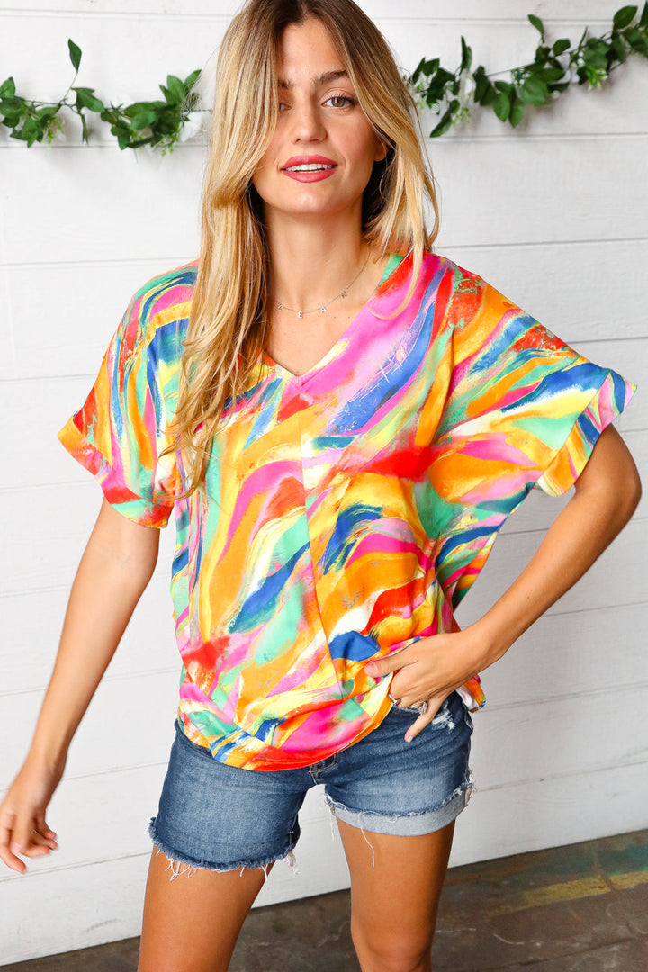 Watercolor Paint Strokes V Neck Top-Haptics-[option4]-[option5]-[option6]-[option7]-[option8]-Shop-Boutique-Clothing-for-Women-Online