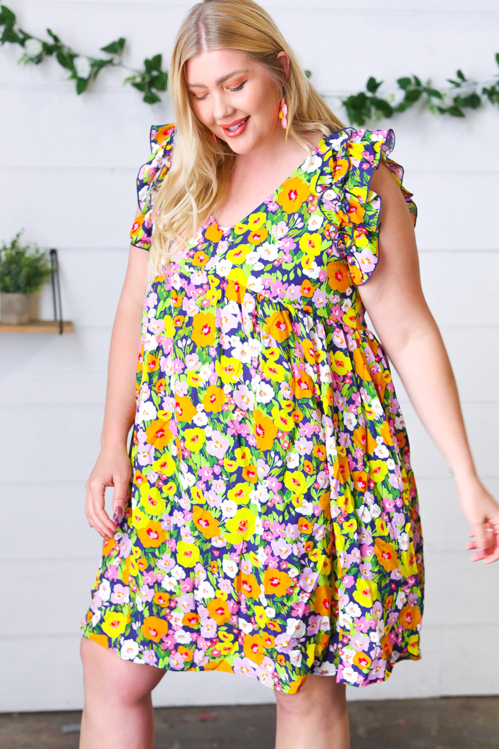 Indigo & Lemon Floral Babydoll Ruffle Dress-Haptics-[option4]-[option5]-[option6]-[option7]-[option8]-Shop-Boutique-Clothing-for-Women-Online