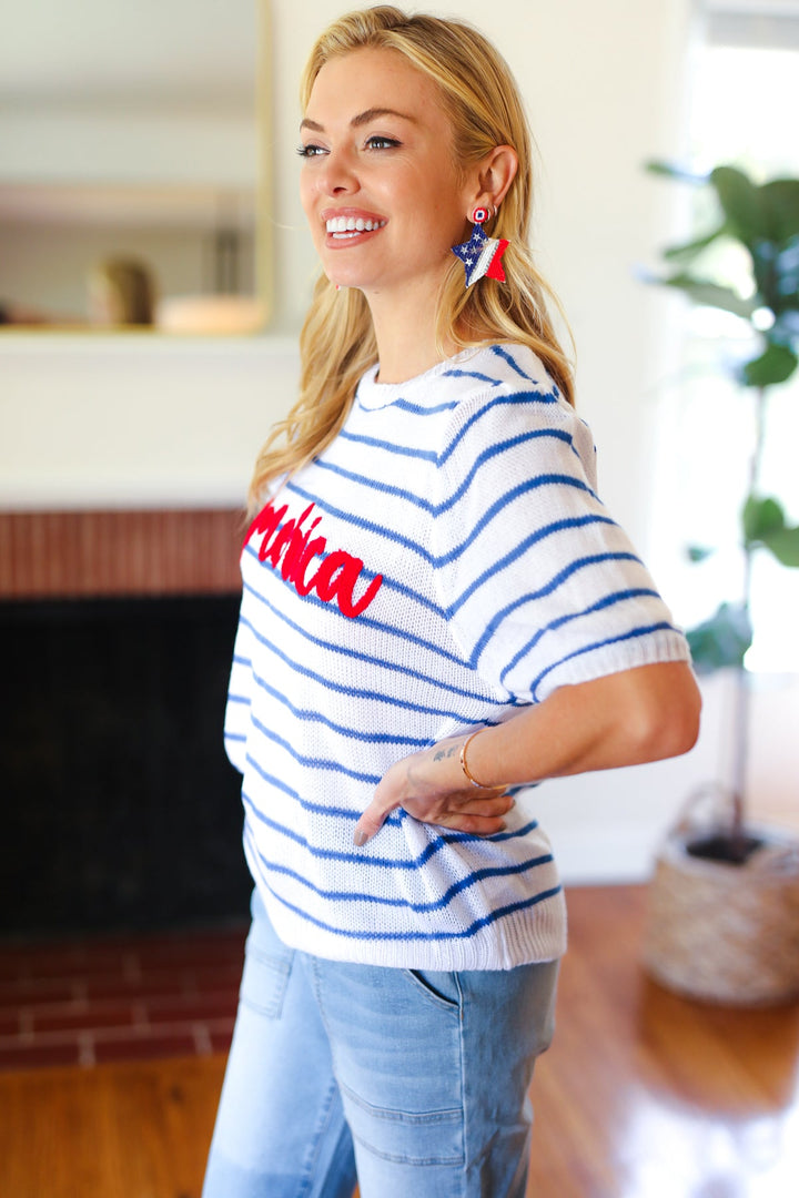 America Proud Blue Striped Embroidered Puff Sleeve Top-Haptics-[option4]-[option5]-[option6]-[option7]-[option8]-Shop-Boutique-Clothing-for-Women-Online