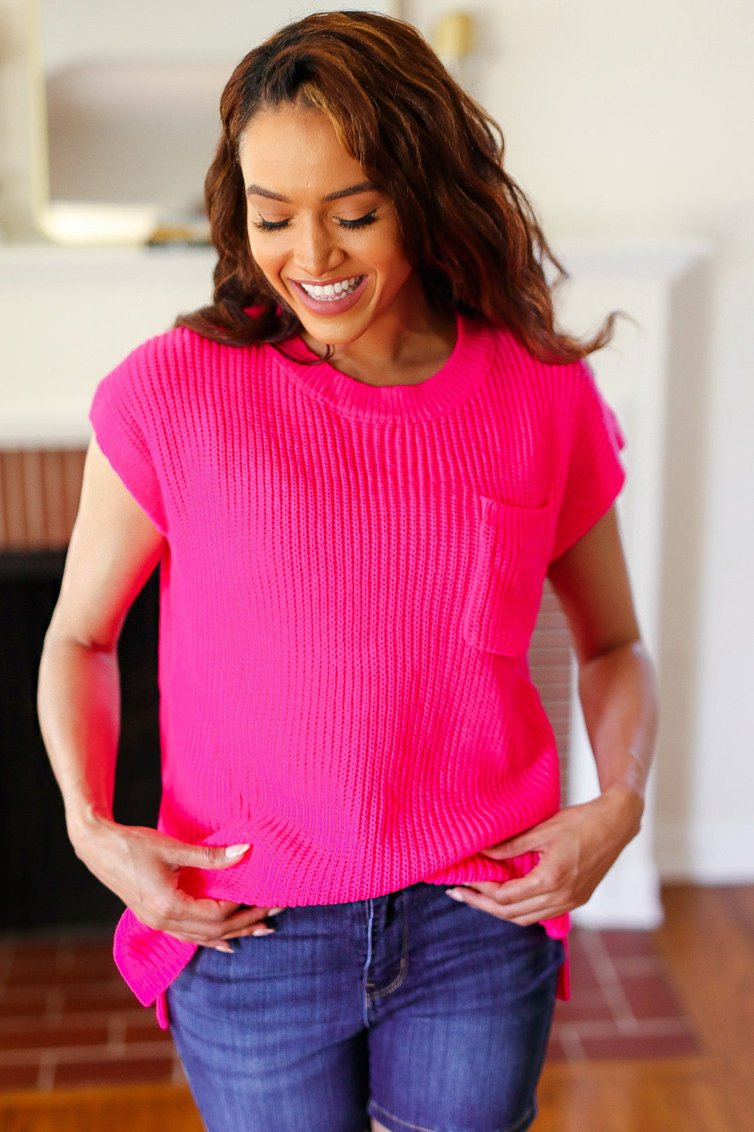 Best In Bold Hot Pink Dolman Ribbed Knit Sweater Top-Haptics-[option4]-[option5]-[option6]-[option7]-[option8]-Shop-Boutique-Clothing-for-Women-Online