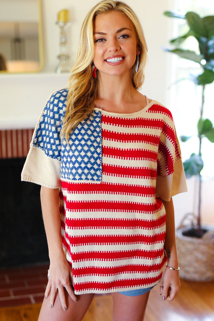 American Flag Jacquard Knit Sweater Top-Haptics-[option4]-[option5]-[option6]-[option7]-[option8]-Shop-Boutique-Clothing-for-Women-Online