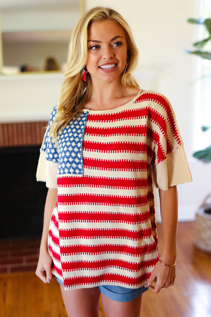 American Flag Jacquard Knit Sweater Top-Haptics-[option4]-[option5]-[option6]-[option7]-[option8]-Shop-Boutique-Clothing-for-Women-Online