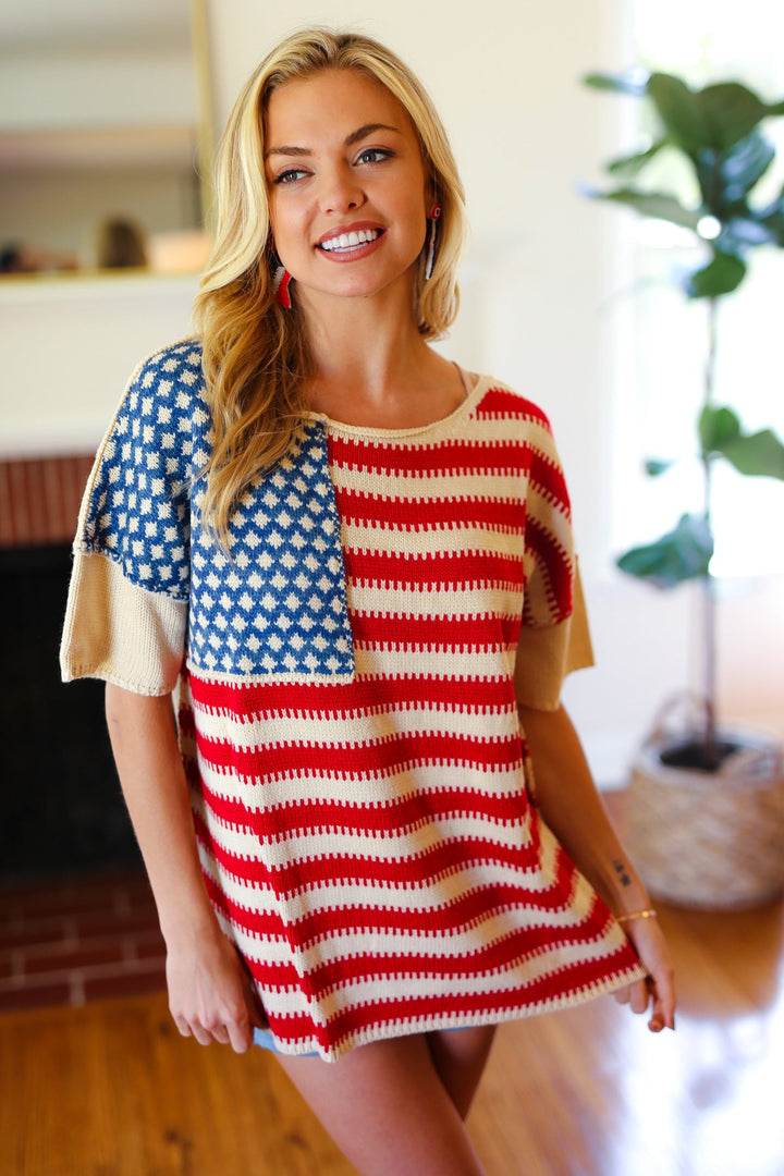 American Flag Jacquard Knit Sweater Top-Haptics-[option4]-[option5]-[option6]-[option7]-[option8]-Shop-Boutique-Clothing-for-Women-Online