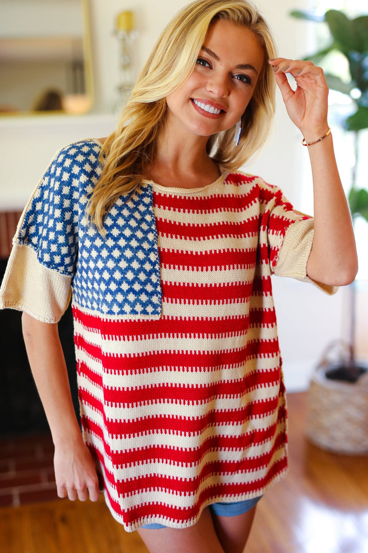 American Flag Jacquard Knit Sweater Top-Haptics-[option4]-[option5]-[option6]-[option7]-[option8]-Shop-Boutique-Clothing-for-Women-Online