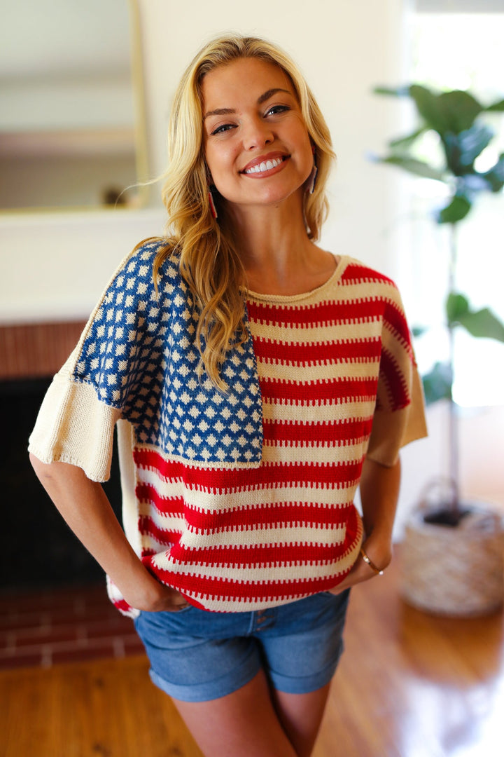 American Flag Jacquard Knit Sweater Top-Haptics-[option4]-[option5]-[option6]-[option7]-[option8]-Shop-Boutique-Clothing-for-Women-Online