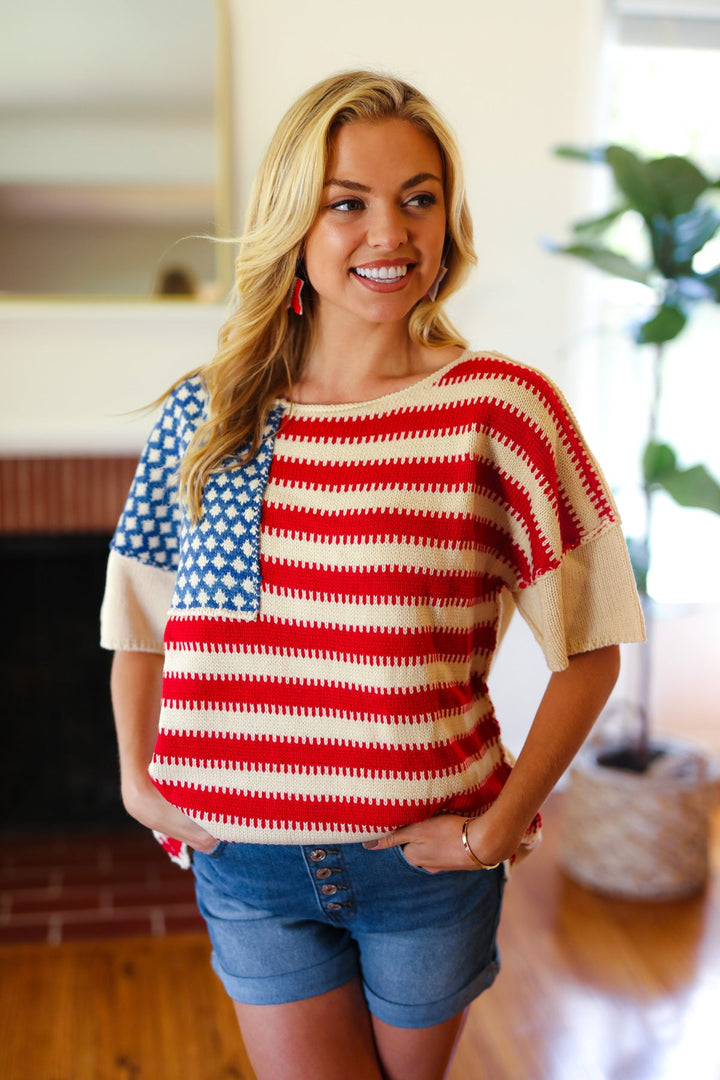 American Flag Jacquard Knit Sweater Top-Haptics-[option4]-[option5]-[option6]-[option7]-[option8]-Shop-Boutique-Clothing-for-Women-Online