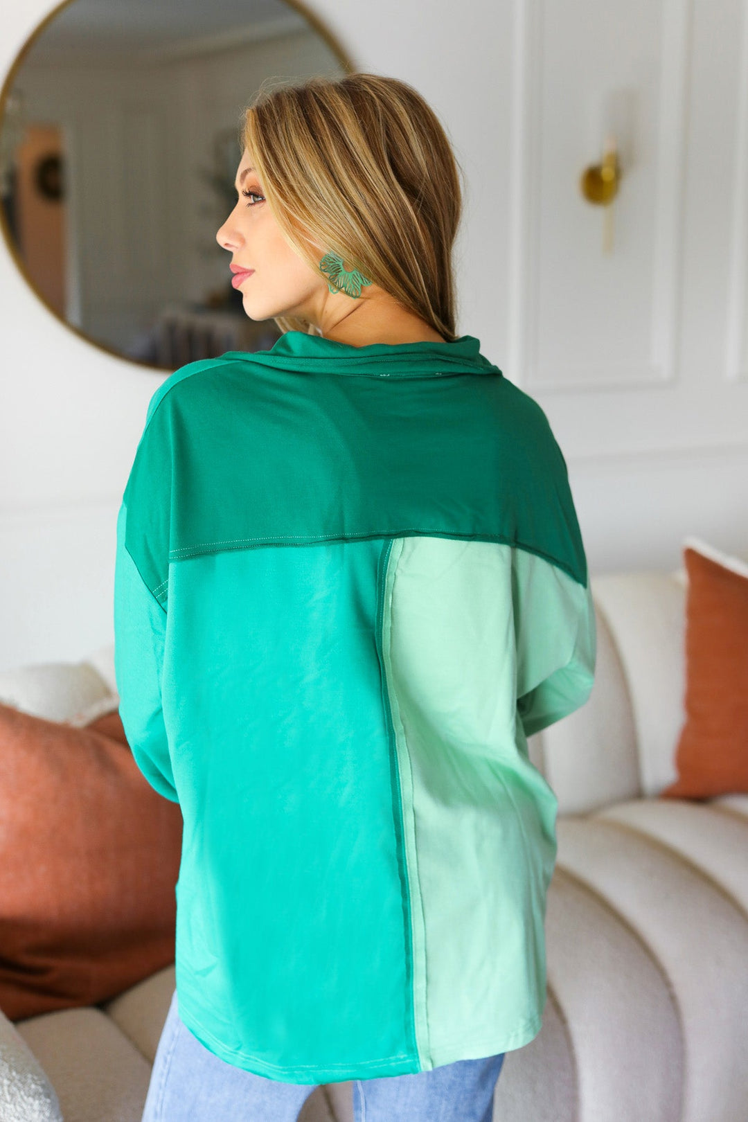 On The Way Up Mint Color Block Button Down Pullover-Haptics-[option4]-[option5]-[option6]-[option7]-[option8]-Shop-Boutique-Clothing-for-Women-Online